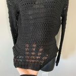 Talbots  Crochet Knitted Black Fishnet Blouse Long Sleeve Top Size Large Photo 2