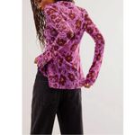 Free People  Lucky Shirtee Floral Shirt Lavender Sheer Mesh Retro Y2K 70s Small Photo 7