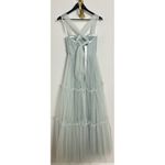 DESSY COLLECTION Tiered Tulle Evening Dress in Willow Size US 2 Blue Photo 5