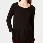 Loft  Women's Black Lace Hem Tie Back Sweater Photo 0