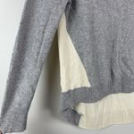 Belle France 100% Cashmere Sweater Women M Gray Cream Tunic Soft Cozy Minimalist Size M Photo 2