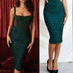 House Of CB -‎ Mera EMERALD GREEN RUCHED MIDI SKIRT NWOT size XS Photo 1