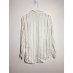 Artisan NY  Top 100% Linen 1/2 Button Up Long Sleeve Collared Striped White M Photo 3