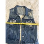 Miss Me Vest Denim Jean Crochet Lace Back Western Distressed Size Large Photo 12