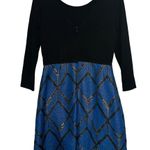 Slate + Willow  Women's Blue Metallic Jacquard Crew Neckline Mini Dress Size 8 Photo 3