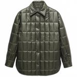 Mango Water-Repellent Quilted Anorak with Shirt Collar Khaki NWT XXS Photo 1