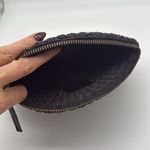 Clare V. Black Woven Raffia Circle Clutch Gold Lips Detail Summer Vacation Bag Photo 5