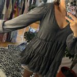 Anthropologie Blythe V-Neck Tiered Babydoll Top Black Size Medium Photo 3