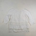 Lovestitch Crochet Lace Tiered Blouse – Women's S White Tie Neck 3/4 Sleeve Photo 7