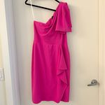 Betsy and Adam  One-Shoulder Ruffle Sheath Dress Hot Pink Size 12 Photo 4