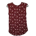 Loft  Floral Tank Top Womens Size M Sleeveless Stretch Prairie Boho‎ Burgundy Photo 1