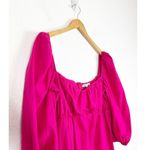 Reformation  Farley Mini Dress Size 10 Hot Pink Puff Sleeve Babydoll Cotton Photo 7