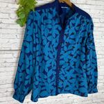 Hotel Italia Blue Floral Button Down Blouse Size L Photo 1