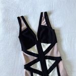 Bebe  Bandage Dress Small Pink Black Y2k Club Stretch Sleeveless Bodycon Photo 7