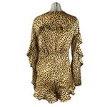 Majorelle  Devon Cheetah Leopard V-neck Long-sleeve Ruffle Jumpsuit Romper Size S Photo 1