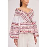 AMUR Alma Embroidered Top‎ Off the Shoulder Boho Organic Cotton Size Small Pink Photo 2