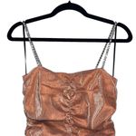 NEW NWT AREA Shirred Mini Dress Nude Gold Size M Photo 4