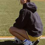 Free People  | Double Overtime Fleece Sweatshirt Hoodie in Black‎ Photo 1