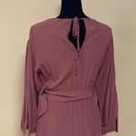 ZARA 🛍️  Rust Pink Belted Peasant Puff Sleeve Midi Dress Size S Photo 9