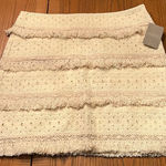 HD in Paris Anthropologie  Ivory Linen Tiered Fringe Eyelet Lace Boho Skirt Sz 12 Photo 0