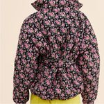 Tach Clothing Gadara Corduroy Floral Puffer Coat Black Pink Green AOP sz Medium Photo 1