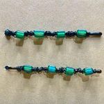 Matte Green Cube beaded Bobby Pins Photo 0