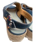 Marc Jacobs Denim Platform Wedge Espadrille Sandals Rhinestone Buckle Sz 37 Photo 4