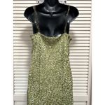 Believe Green Geo Chiffon Sleeveless Maxi Dress Size 12 Lace Straps Lined‎ Photo 6