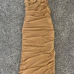 Good American Ruched Mesh Midi Dress size 1 bodycon nude party going out dress Photo 3