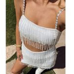 Show Me Your Mumu Swift Fringe Top in White Beaded Fringe S Photo 0