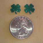 Green Glitter Dainty Clover Boho Stud Earrings Photo 2