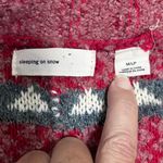 Anthropologie Sleeping On Snow Red Ivory Quillins Jacquard Open Vest Duster M/LP Photo 5