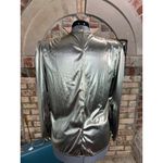 Blouse silver lamee gold lace 1980s shoulder pads Size 12 Photo 7