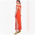 STAUD Prismatic Dress with cut-out Side Slit Off Shoulder Papaya Orange Size 6 Photo 1