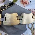 BCBGMAXAZRIA Gold Black Embossed Link Statement Necklace Photo 4