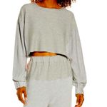 Free People  Movement Surfside Cyclebar Gray Cropped Sweatshirt with Black Logo Photo 9