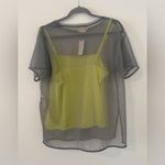 Anthropologie By  Mesh Shirt Gray Silver Sheer Metallic Blouse Funky Club NWT M Photo 2