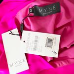 Myne NEW Solid Hot Pink Silk Chiffon One Shoulder Long Maxi Party Gown Dress 2 Photo 1