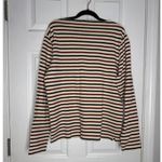 MUJI Cream Maroon Navy Striped Boat Neck Long Sleeve T Photo 1