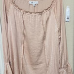 Fever Women's Peach Blouse Off shoulder Poet Feminine Romantic long sleeve sz M Pink Size M Photo 0