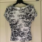 Cable & Gauge Black and White Fitted Wrap Blouse Short Sleeve ~ XL Photo 4