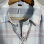 Free People  Loveland Plaid Button Down Shirt Women's Small White Boho Pastel Photo 6
