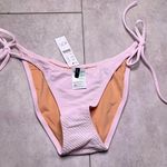 J.Crew Light Pink Ribbed Curved Waist Cheeky String Bikini Bottom Small NWT Photo 0