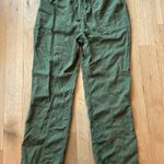 Women’s Linen Blend Cargo Pants Army Green Size Small Photo 1