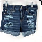 American Eagle Super Stretch Hi Rise Shortie Size 0 destroyed distressed denim Photo 0