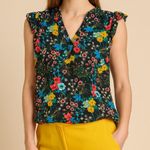 Kiwi Fresh Colorful Blouse w/Ruffle Cap Sleeves Size Small EUC Photo 0