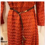 Sharagano 2/$30 sun-dried tomato red dress 8 long sleeves crochet tea length Photo 8