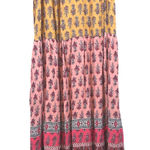 Nox Ros Maxi Dress Bohemian Floral Print Yellow Pink Tiered Spaghetti Strap M Size M Photo 0