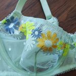 Savage X Fenty Chic Feminine Fairy Embroidered Floral Mesh Pastel Green bra set Photo 4
