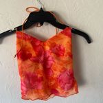 SheIn orange and pink floral two piece skirt set Photo 3